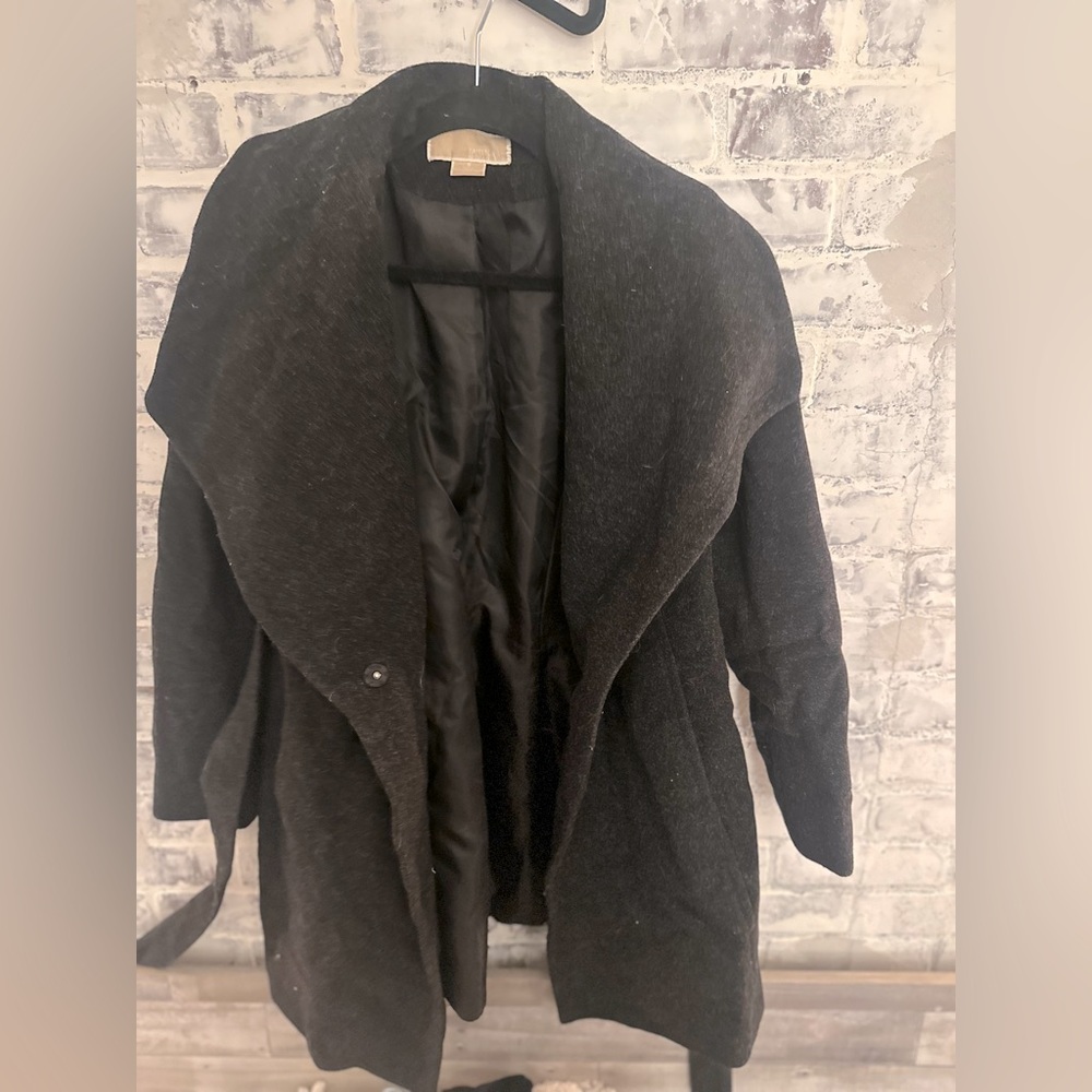 Michael Kors Charcoal Wool Wrap Coat - Picture 5 of 9